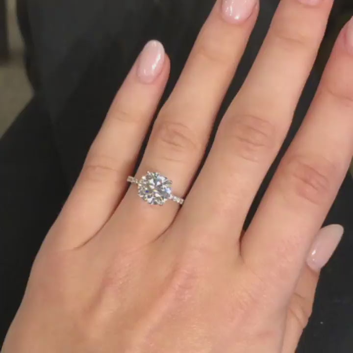 2.50 CT Round Hidden Halo Moissanite Engagement Ring